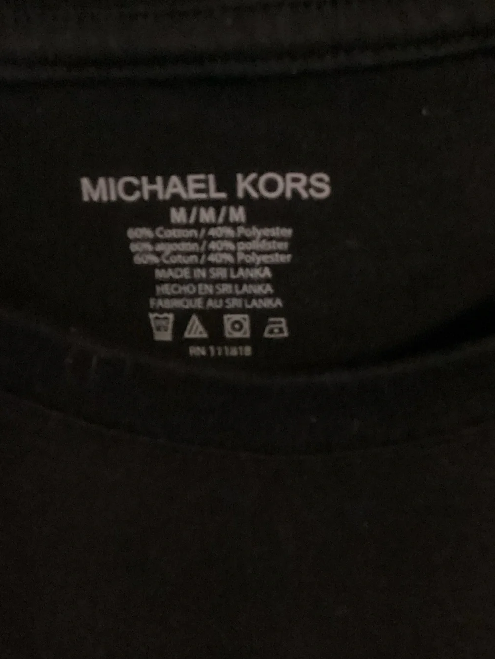 Michael Kors Black Long Sleeve Logo Tee with White Print